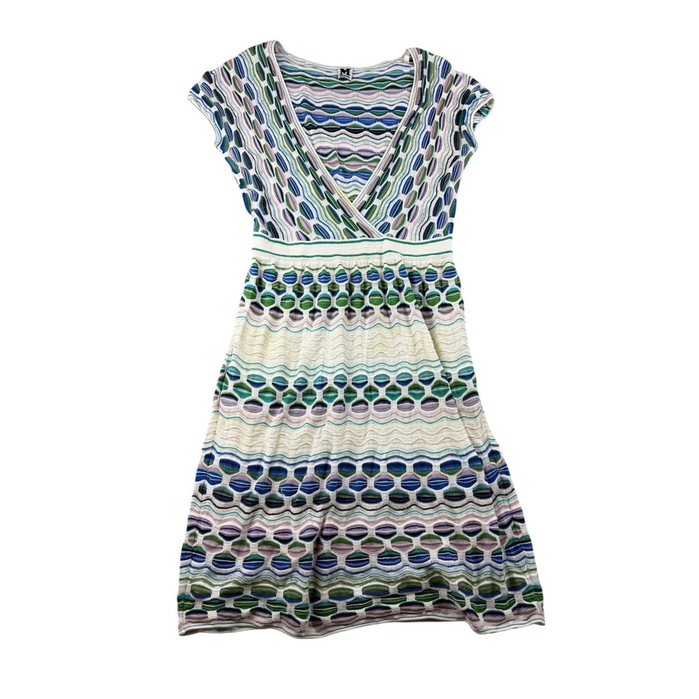 M Missoni Dress Women S Multicolor Geometric Knee Length V-Neck Sleeveless Boho